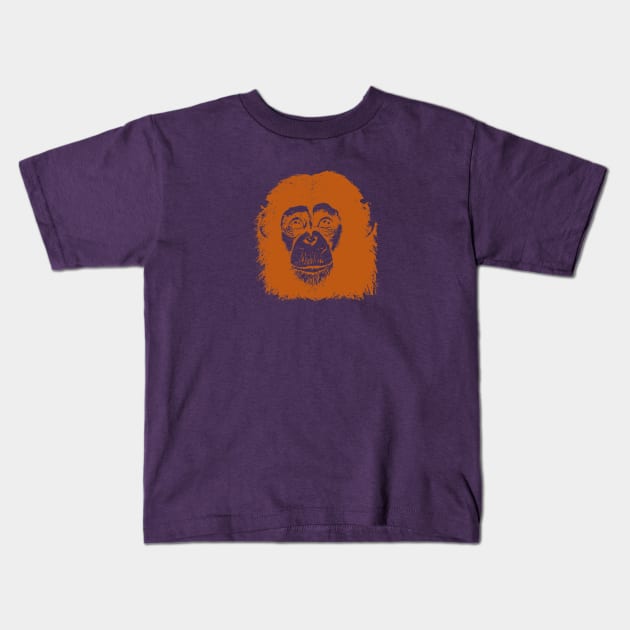 Orange Chimp face Kids T-Shirt by ToddPierce